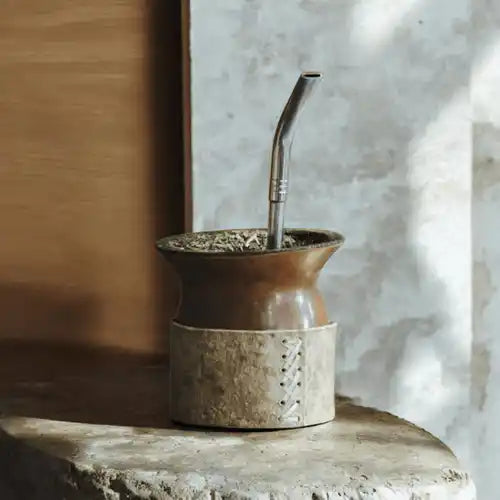 Afrika Mate Criollo de Calabaza con Base de Cuero Vaqueta