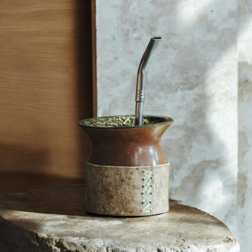 Afrika Mate Criollo de Calabaza con Base de Cuero Vaqueta