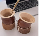 Afrika Mate Criollo de Calabaza con Base de Cuero Vaqueta